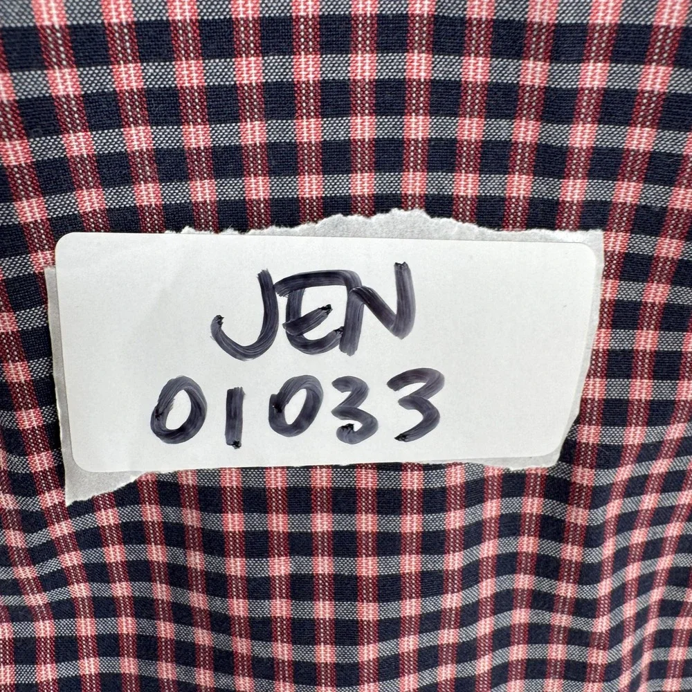 Banana Republic Custom 078 Wash Shirt Mens M Slim Fit Red Navy Gingham Check LS